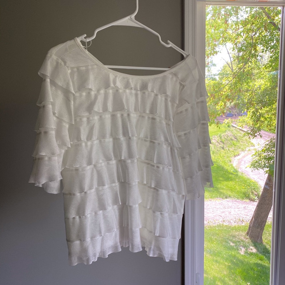 Venessa Virginia | White Ruffled Tiers Top